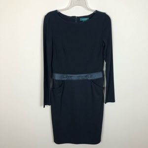 Ralph Lauren Black Sheath Faux Leather Dress